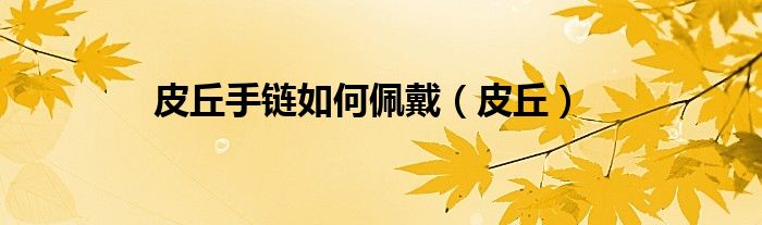 皮丘手链如何佩戴（皮丘）