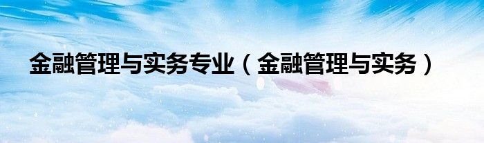 金融管理与实务专业(金融管理与实务)