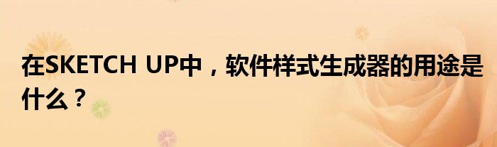 在SKETCH UP中,软件样式生成器的用途是什么?