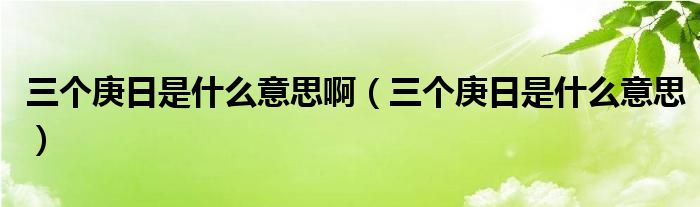 三个庚日是什么意思啊(三个庚日是什么意思)
