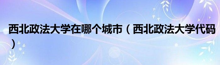 西北政法大学在哪个城市(西北政法大学代码)