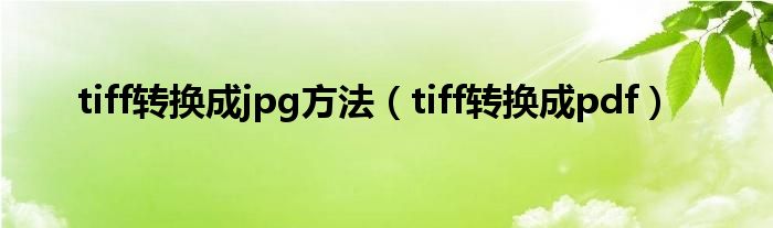 tiff转换成jpg方法(tiff转换成pdf)