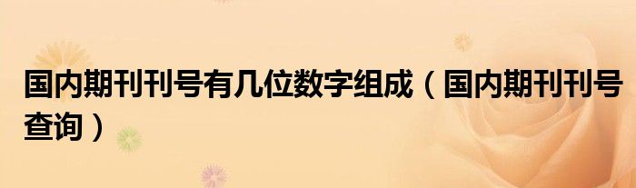 国内期刊刊号有几位数字组成(国内期刊刊号查询)
