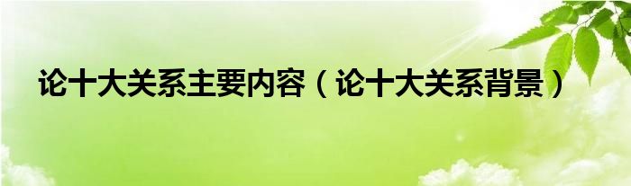 论十大关系主要内容(论十大关系背景)