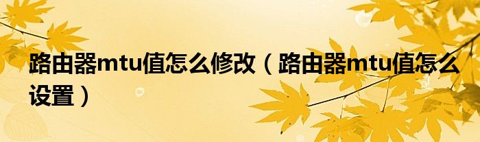 路由器mtu值怎么修改(路由器mtu值怎么设置)