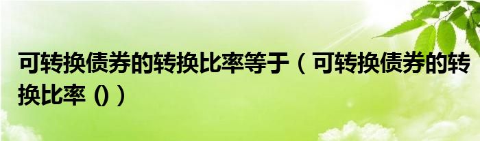 可转换债券的转换比率等于(可转换债券的转换比率 ())