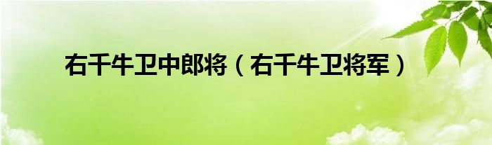 右千牛卫中郎将(右千牛卫将军)