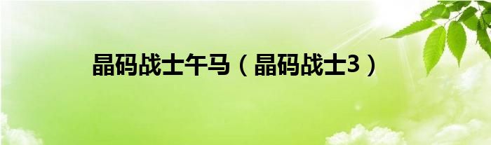 晶码战士午马(晶码战士3)