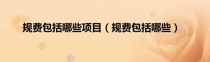 规费包括哪些项目(规费包括哪些)