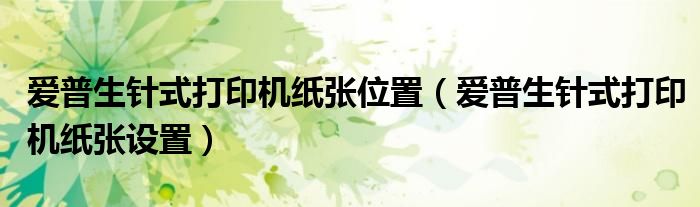爱普生针式打印机纸张位置(爱普生针式打印机纸张设置)
