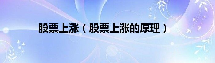 股票上涨(股票上涨的原理)