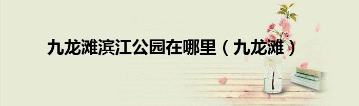 九龙滩滨江公园在哪里(九龙滩)
