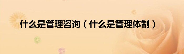 什么是管理咨询(什么是管理体制)