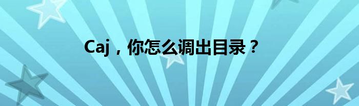 Caj,你怎么调出目录?
