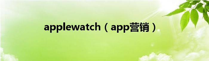 applewatch(app营销)