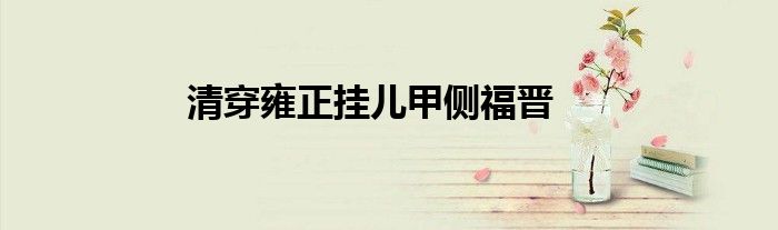 清穿雍正挂儿甲侧福晋
