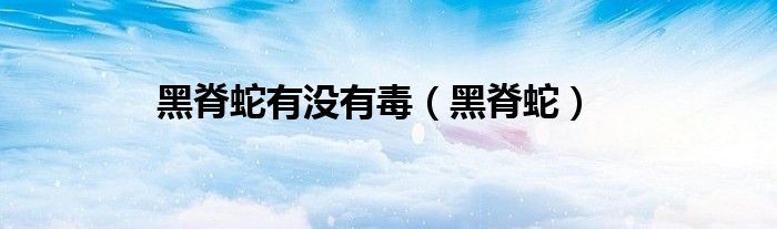 黑脊蛇有没有毒(黑脊蛇)