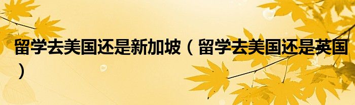 留学去美国还是新加坡(留学去美国还是英国)