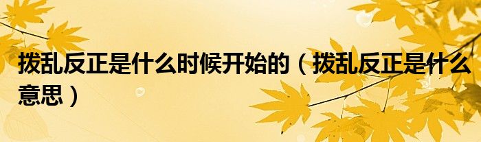 拨乱反正是什么时候开始的(拨乱反正是什么意思)
