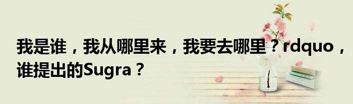 我是谁,我从哪里来,我要去哪里?rdquo,谁提出的Sugra?