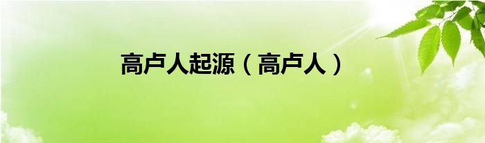 高卢人起源（高卢人）