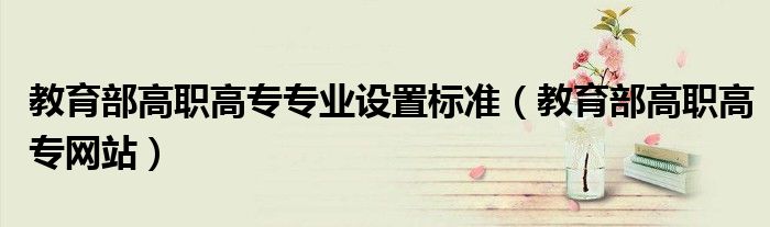 教育部高职高专专业设置标准(教育部高职高专网站)