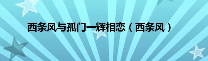 西条风与孤门一辉相恋(西条风)