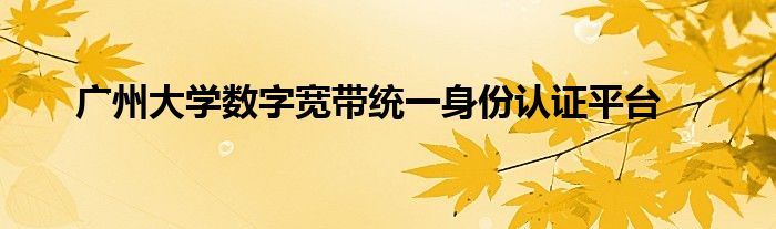 广州大学数字宽带统一身份认证平台