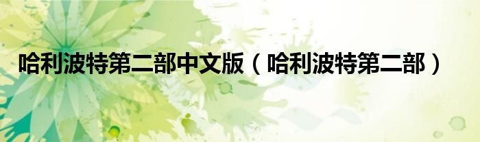 哈利波特第二部中文版(哈利波特第二部)
