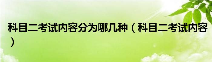 科目二考试内容分为哪几种(科目二考试内容)