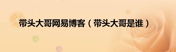 带头大哥网易博客(带头大哥是谁)
