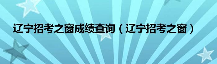 辽宁招考之窗成绩查询(辽宁招考之窗)