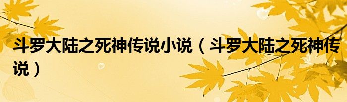 斗罗大陆之死神传说小说(斗罗大陆之死神传说)