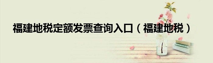 福建地税定额发票查询入口(福建地税)