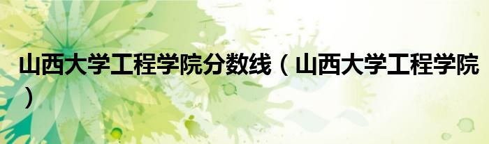 山西大学工程学院分数线(山西大学工程学院)