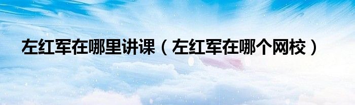 左红军在哪里讲课(左红军在哪个网校)