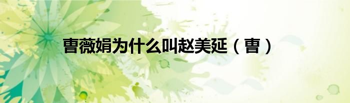 曺薇娟为什么叫赵美延（曺）