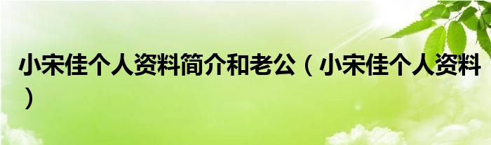 小宋佳个人资料简介和老公(小宋佳个人资料)