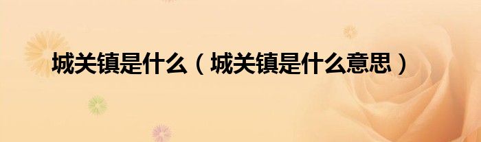 城关镇是什么(城关镇是什么意思)