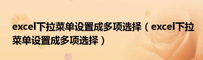 excel下拉菜单设置成多项选择(excel下拉菜单设置成多项选择)