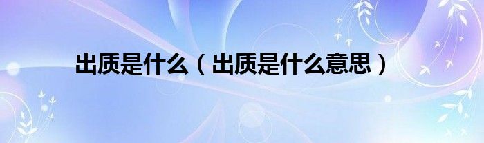 出质是什么(出质是什么意思)