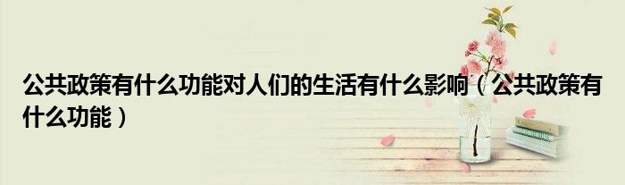 公共政策有什么功能对人们的生活有什么影响(公共政策有什么功能)