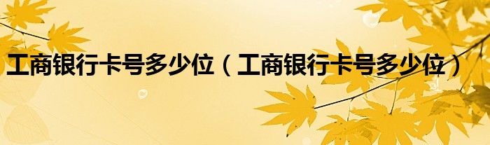 工商银行卡号多少位(工商银行卡号多少位)
