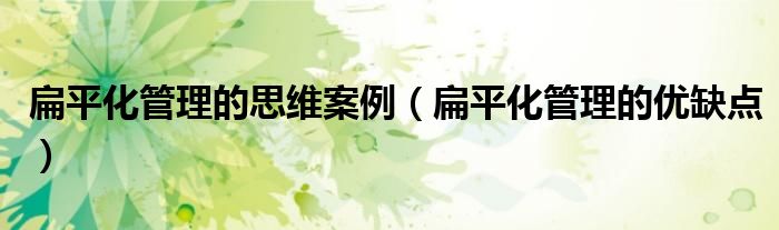 扁平化管理的思维案例(扁平化管理的优缺点)
