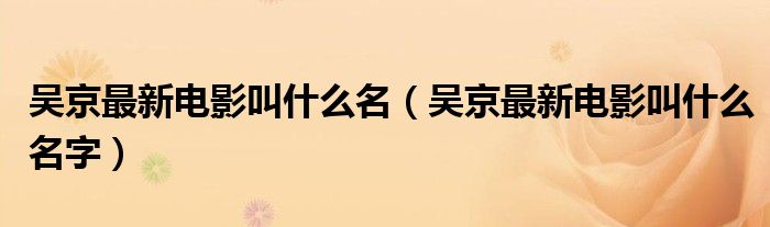 吴京最新电影叫什么名(吴京最新电影叫什么名字)