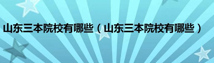 山东三本院校有哪些(山东三本院校有哪些)