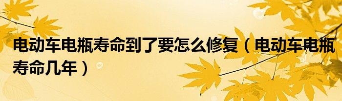 电动车电瓶寿命到了要怎么修复(电动车电瓶寿命几年)