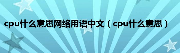 cpu什么意思网络用语中文(cpu什么意思)