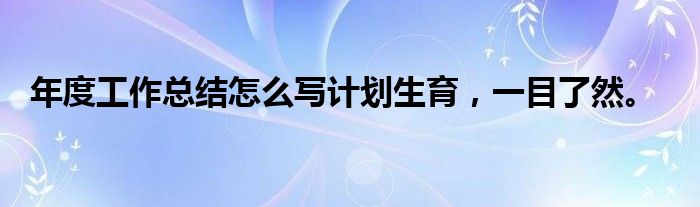 年度工作总结怎么写计划生育,一目了然。