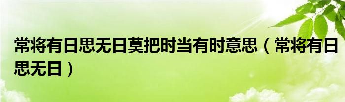 常将有日思无日莫把时当有时意思(常将有日思无日)